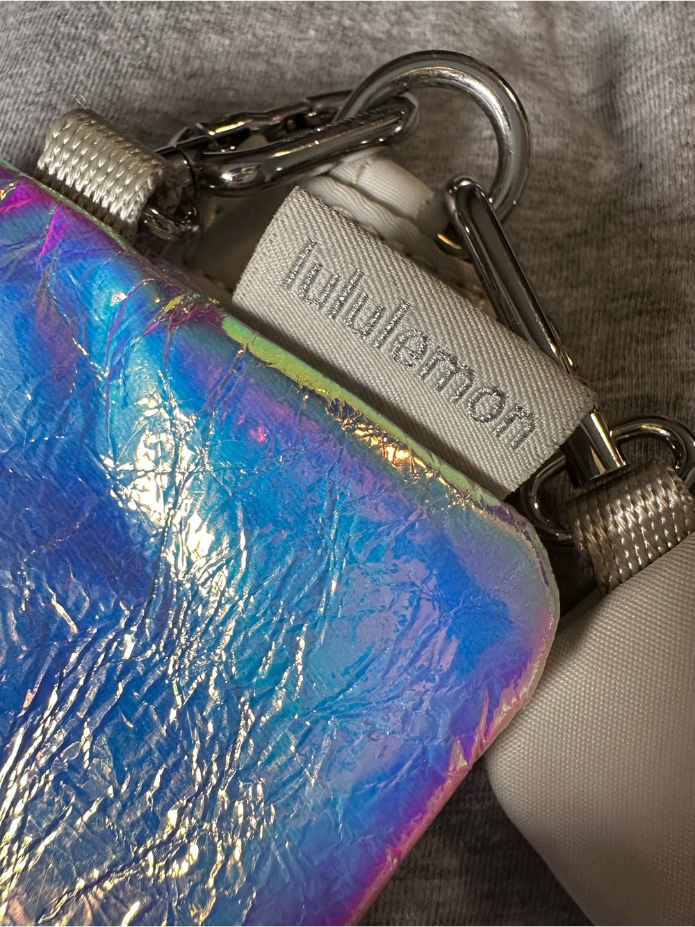 lululemon athletica Iridescent Holographic wallet in cream
